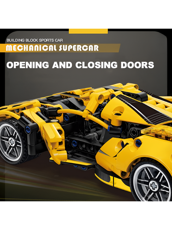 Technic Supercar Building Blocks Set – Yellow Mechanical Sports Car MD63
