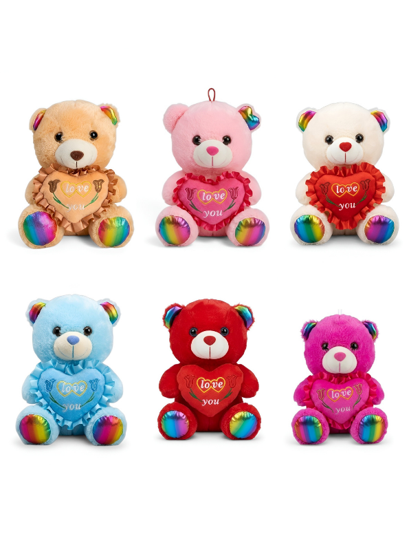 Teddy Bear Plush Toy 21 cm with Rainbow Ears & Feet – “Love You” Heart Soft Toy ST16121.