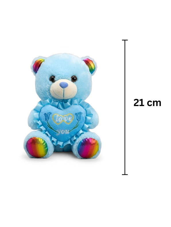 Teddy Bear Plush Toy 21 cm with Rainbow Ears & Feet – “Love You” Heart Soft Toy ST16121.