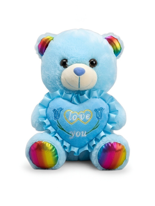 Teddy Bear Plush Toy 21 cm with Rainbow Ears & Feet – “Love You” Heart Soft Toy ST16121.