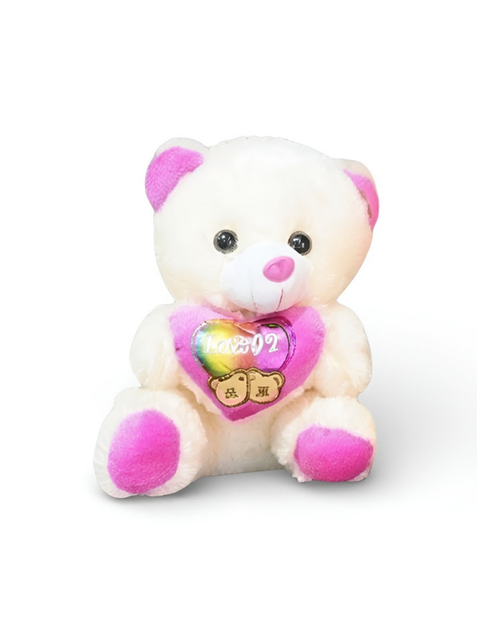 Teddy Bear Plush Toy with Heart – 21 cm Soft Cuddly Stuffed Animal White ST16168.