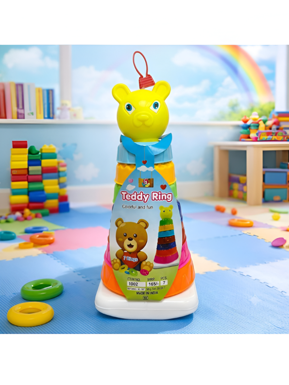 Teddy Ring 7-Piece Stacking Toy for Toddlers – Colorful Educational Ring Stacker LMI114