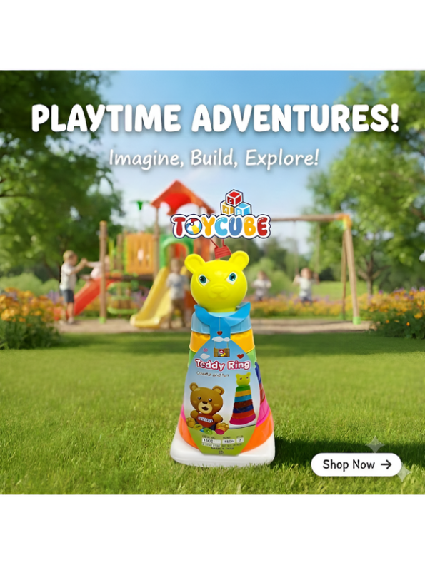 Teddy Ring 7-Piece Stacking Toy for Toddlers – Colorful Educational Ring Stacker LMI114