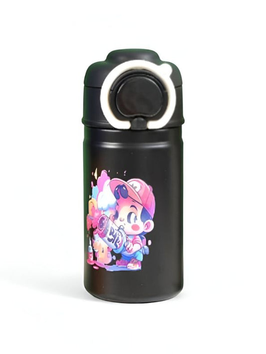 Temperature Control Stainless Steel Water Bottle – 550ml Cartoon Aesthetic Design with Push Button Sipper NOV8420.