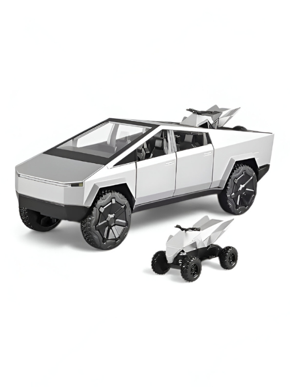 Tesla Cybertruck Diecast Model with Cyberquad ATV | 1:24 Scale Collectible Toy Truck Set TV2650