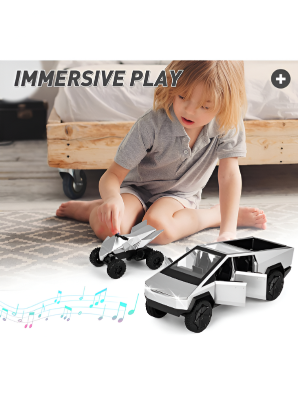Tesla Cybertruck Diecast Model with Cyberquad ATV | Silverr  1:24 Scale Collectible Toy Truck Set TV2650