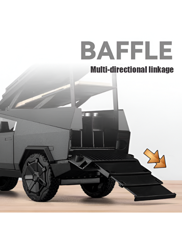 Black - Tesla Cybertruck Adventure Toy with Roof Cargo Rack and Cyberquad 1:32 Scale | Premium Diecast Gift LMI15667