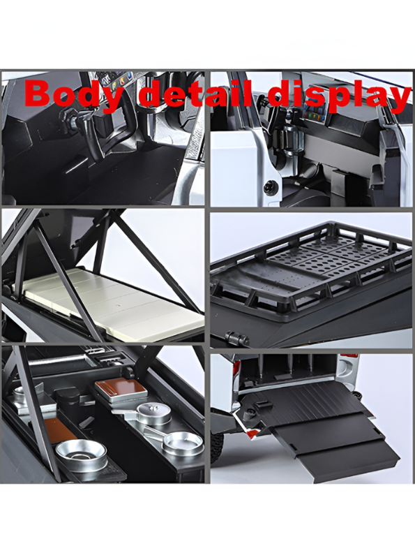 Tesla Cybertruck Adventure Toy with Roof Cargo Rack and Cyberquad 1:32 Scale | Premium Diecast Gift LMI15667