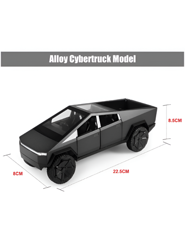 Black - Tesla Cybertruck Diecast Model with Cyberquad ATV | 1:32 Scale Collectible Toy Truck Set LMI15501