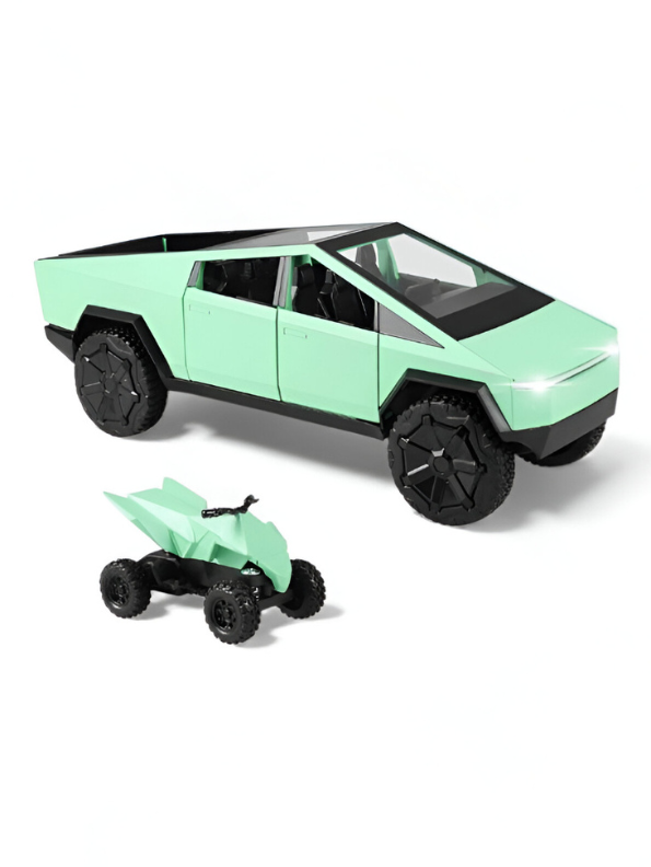 Tesla Cybertruck Diecast Model with Cyberquad ATV | 1:24 Scale Collectible Toy Truck Set TV2650