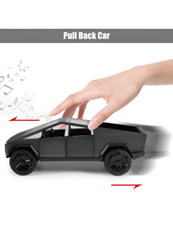 Black - Tesla Cybertruck Diecast Model with Cyberquad ATV | 1:32 Scale Collectible Toy Truck Set LMI15501