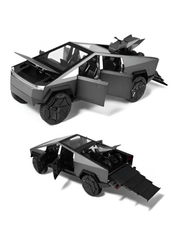 Black - Tesla Cybertruck Diecast Model with Cyberquad ATV | 1:32 Scale Collectible Toy Truck Set LMI15501