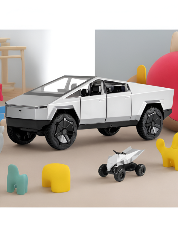 Tesla Cybertruck Diecast Model with Cyberquad ATV | Silverr  1:24 Scale Collectible Toy Truck Set TV2650