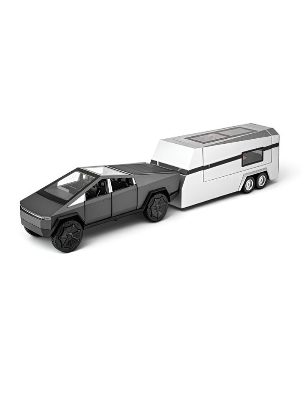 Tesla Cybertruck 1:24 Diecast Model Set with Detachable Camper Trailer Black TV5327.