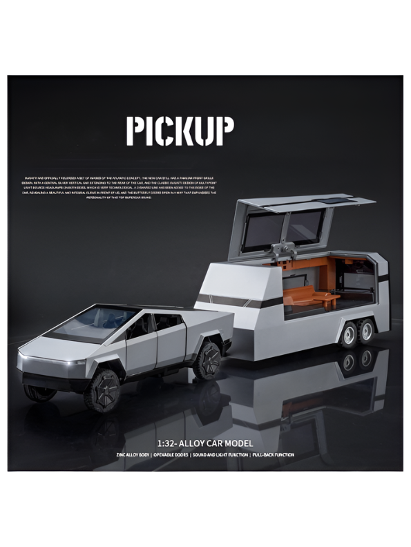 Tesla Cybertruck 1:24 Diecast Model Set with Detachable Camper Trailer TV5327.