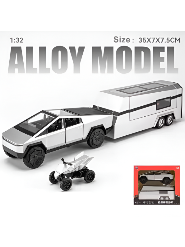 Tesla Cybertruck 1:24 Diecast Model Set with Detachable Camper Trailer TV5327.