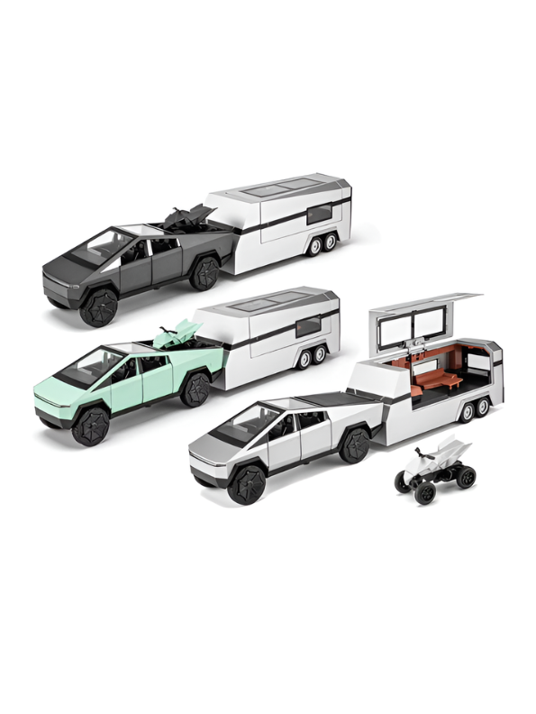 Tesla Cybertruck 1:24 Diecast Model Set with Detachable Camper Trailer Black TV5327.
