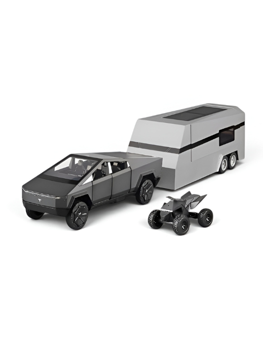 Tesla Cybertruck 1:24 Diecast Model Set with Detachable Camper Trailer Black TV5327.