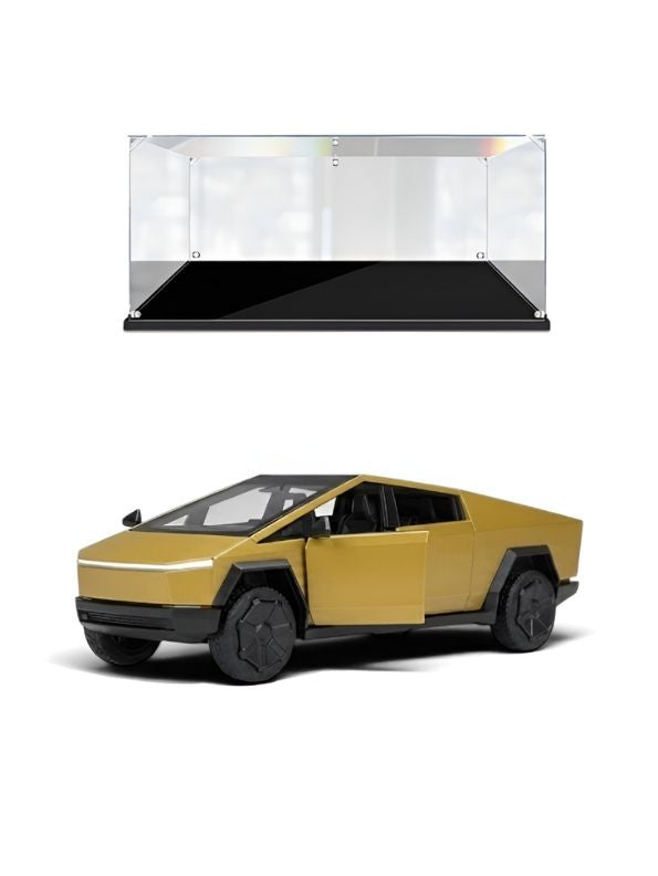 Tesla Cybertruck 1:32 Scale Die-Cast Model Car with Acrylic Display Case – Gold Collectible MD31