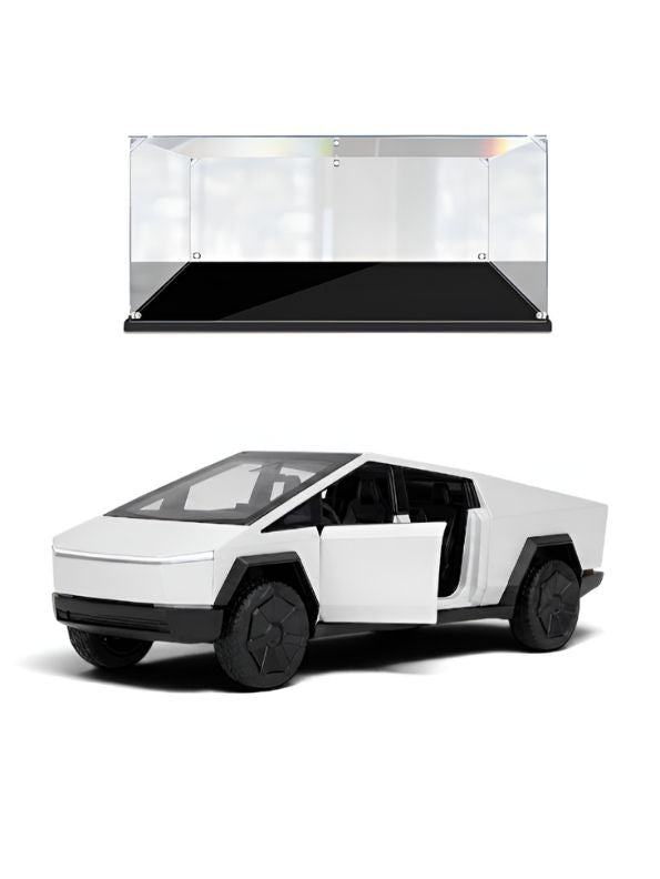 Tesla Cybertruck 1:32 Scale Die-Cast Model Car with Acrylic Display Case – Silver Collectible MD31