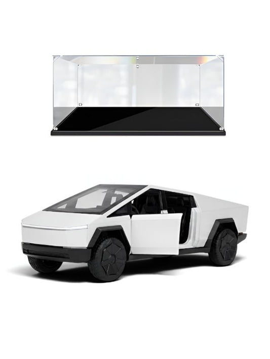 Tesla Cybertruck 1:32 Scale Die-Cast Model Car with Acrylic Display Case – Silver Collectible MD31