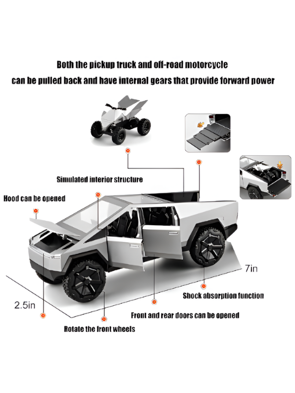 Tesla Cybertruck Remote Control 1:24 Scale Diecast Metal Car Black LMI16542.
