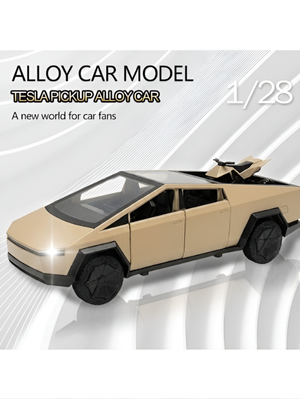Tesla Cybertruck Style Alloy Model Car 1:28 Scale – Diecast Metal Collectible with Opening Doors TV6170