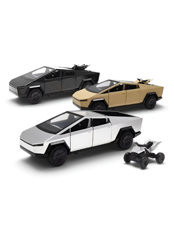 Tesla Cybertruck Style Alloy Model Car 1:28 Scale – Black Diecast Metal Collectible with Opening Doors TV6170