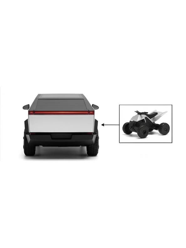 Tesla Cybertruck Style Alloy Model Car 1:28 Scale – Silver Diecast Metal Collectible with Opening Doors TV6170