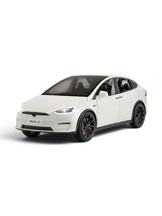 Tesla Model X 1:24 Scale Diecast Metal Car | Pull Back Action | Sound & Light | Opening Doors | Collectible Model Car Kids & Adults TV6171