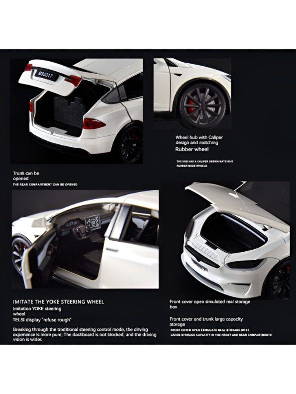 Tesla Model X 1:24 Scale Diecast Metal Car | Pull Back Action | Sound & Light | Opening Doors | Collectible Model Car Kids & Adults TV6171