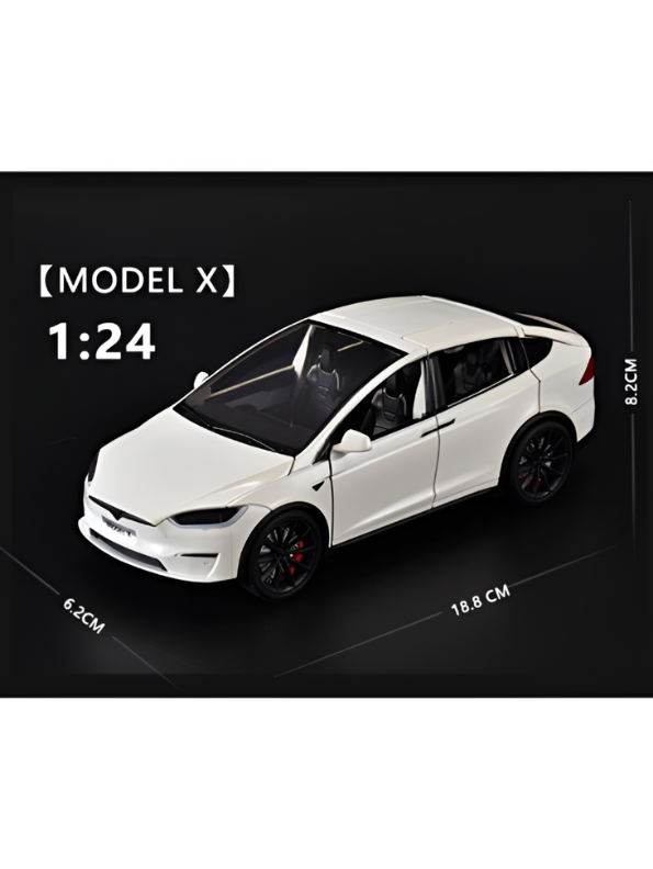 Tesla Model X 1:24 Scale Diecast Metal Car | Pull Back Action | Sound & Light | Opening Doors | Collectible Model Car Kids & Adults TV6171