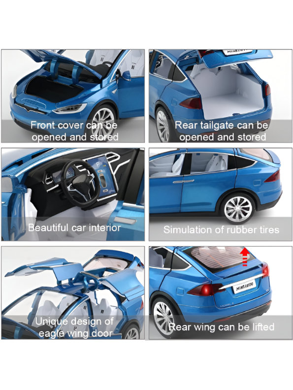 Tesla Model X Diecast Car 1:22 Scale Metal Model TV6221.