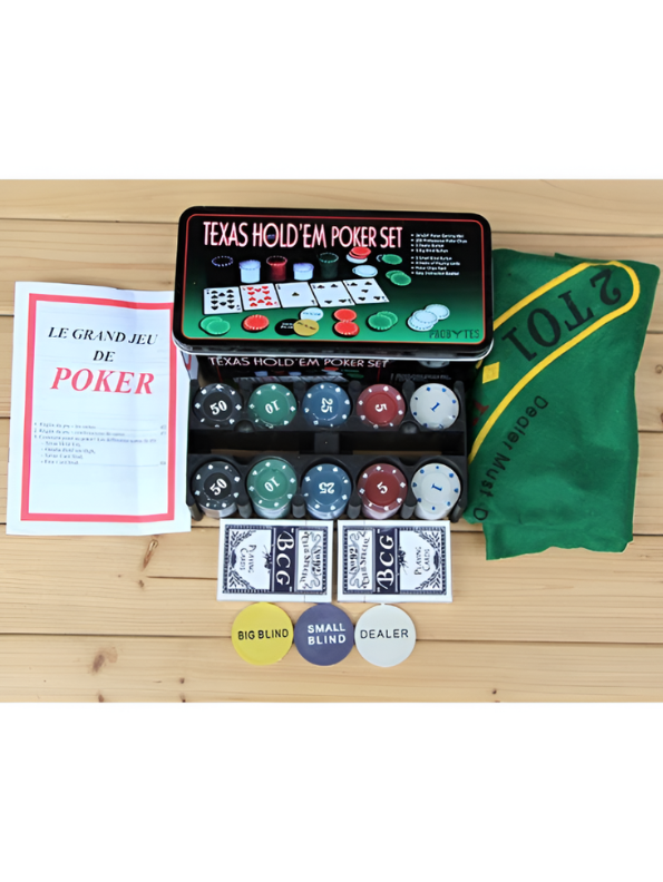 Texas Hold'em Poker Set in Portable Tin Box – Perfect Professional Casino Game Night Kit for Adults TV5421