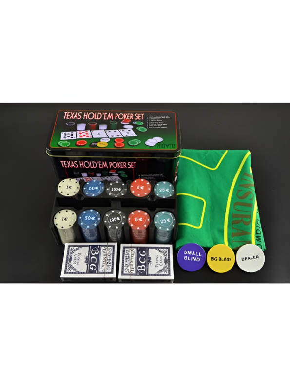 Texas Hold'em Poker Set in Portable Tin Box – Perfect Professional Casino Game Night Kit for Adults TV5421