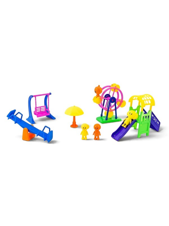 Theme Park Playground Toy Set – Includes Mini Ferris Wheel, Slide, Swing, Umbrella & Character Figures for Creative Role Play LMI14098