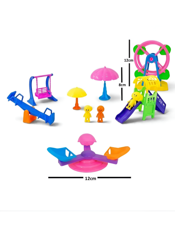 Theme Park Playground Toy Set – Includes Mini Ferris Wheel, Slide, Swing, Umbrella & Character Figures for Creative Role Play LMI14098