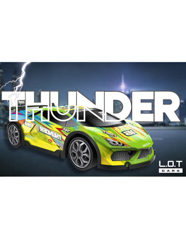 Thunder RC Race Car - High-Speed Remote Control Track Car for Kids & Adults with LED Lights Green LMI15070.