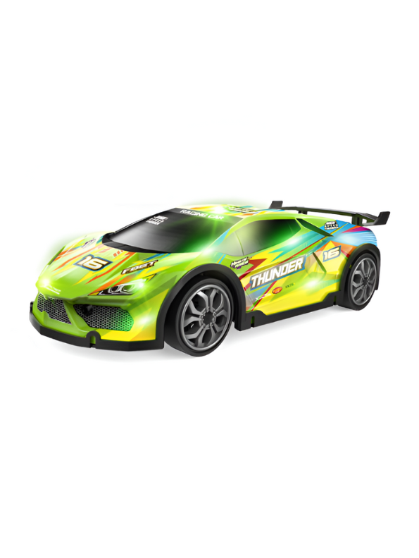 Thunder RC Race Car - High-Speed Remote Control Track Car for Kids & Adults with LED Lights Green LMI15070.