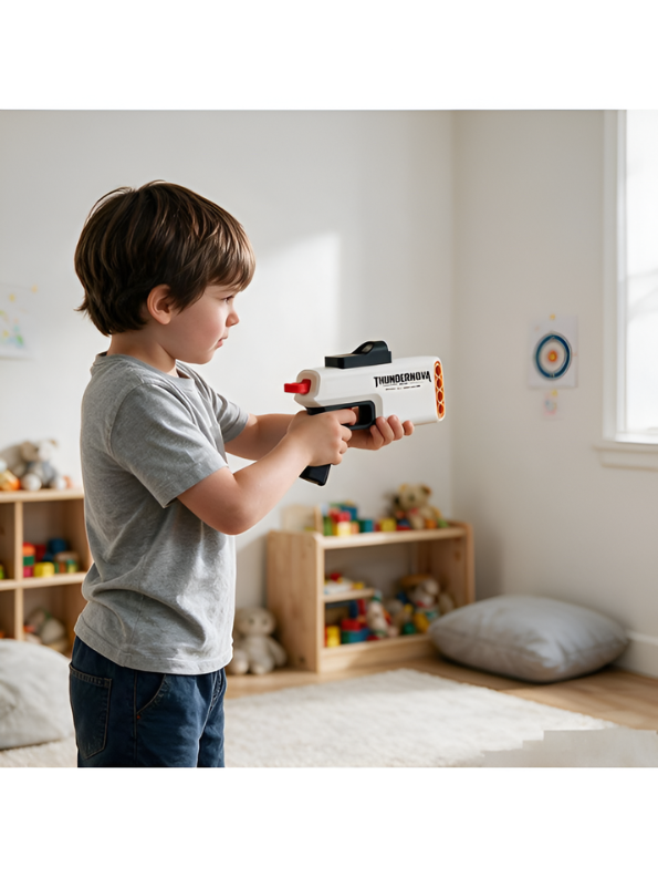 Thundernova 4-Barrel Soft Dart Blaster Gun with Foam Darts – Action Shooting Target Toy LMI16897
