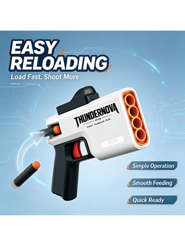 Thundernova 4-Barrel Soft Dart Blaster Gun with Foam Darts – Action Shooting Target Toy LMI16897