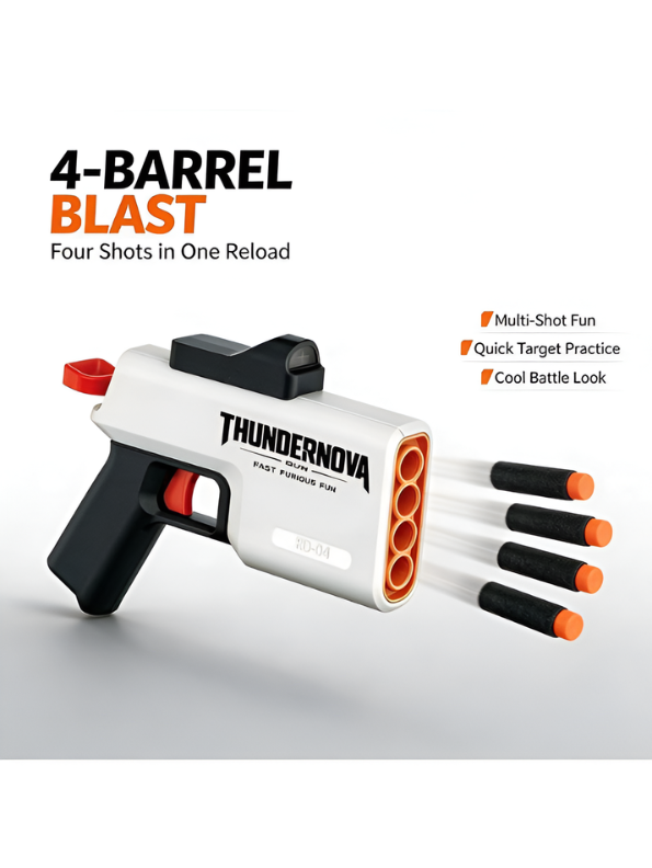 Thundernova 4-Barrel Soft Dart Blaster Gun with Foam Darts – Action Shooting Target Toy LMI16897