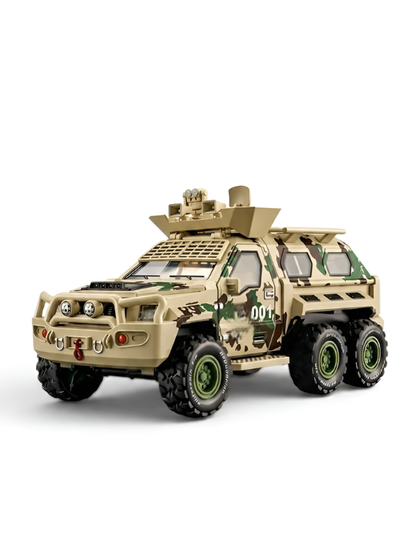 Tiger Alloy RC Armored Vehicle: 1/24 Military 6x6 Off-Road Truck with Removable Machine Gun, Simulation Sound & Lighting, and Functional Hood/Doors TV5619