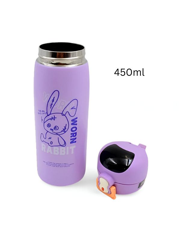 TinyHydro – Cartoon Print Bottle 450ml Stainless Steel, Push Button with Lock, Smart Temp Display NOV7250.