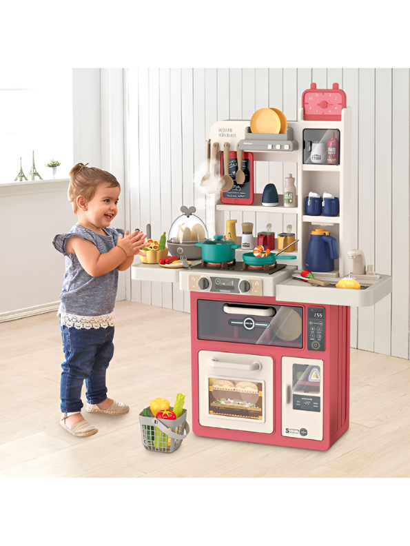 TinyTaste Kitchen Set – 63-Piece Kids Play Kitchen with Oven, Stove, Sink & Realistic Cooking Accessories | Pretend Play Toy Kitchen for Toddlers & Kids NX15228.
