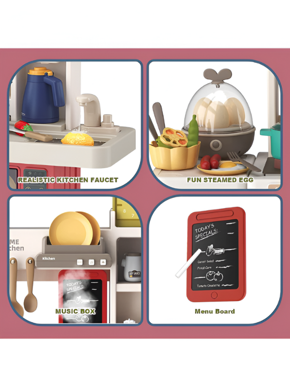 TinyTaste Kitchen Set – 49-Piece Kids Play Kitchen with Oven, Stove, Sink & Realistic Cooking Accessories | Pretend Play Toy Kitchen for Toddlers & Kids NX15228.