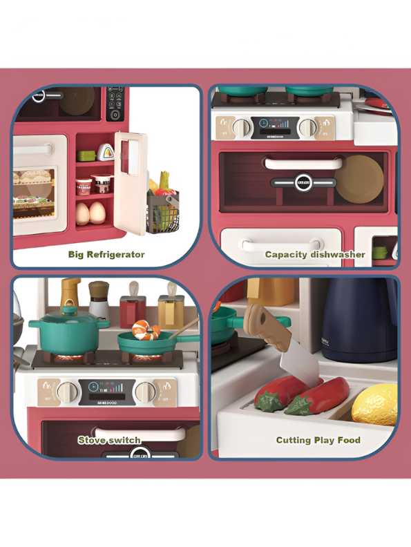 TinyTaste Kitchen Set – 63-Piece Kids Play Kitchen with Oven, Stove, Sink & Realistic Cooking Accessories | Pretend Play Toy Kitchen for Toddlers & Kids NX15228.