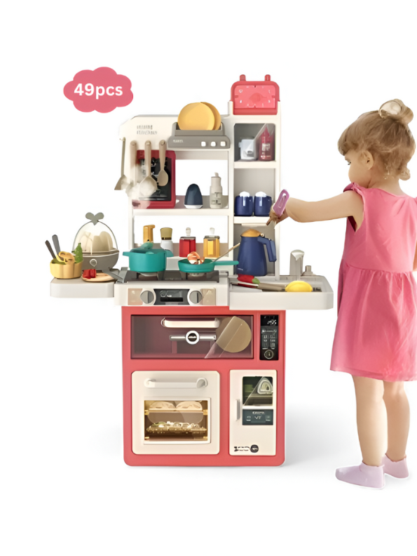 TinyTaste Kitchen Set – 49-Piece Kids Play Kitchen with Oven, Stove, Sink & Realistic Cooking Accessories | Pretend Play Toy Kitchen for Toddlers & Kids NX15228.