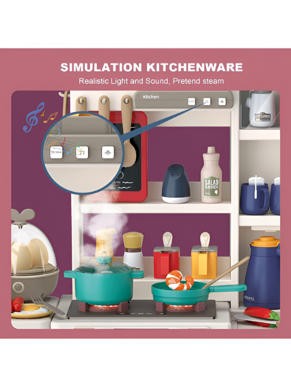 TinyTaste Kitchen Set – 63-Piece Kids Play Kitchen with Oven, Stove, Sink & Realistic Cooking Accessories | Pretend Play Toy Kitchen for Toddlers & Kids NX15228.