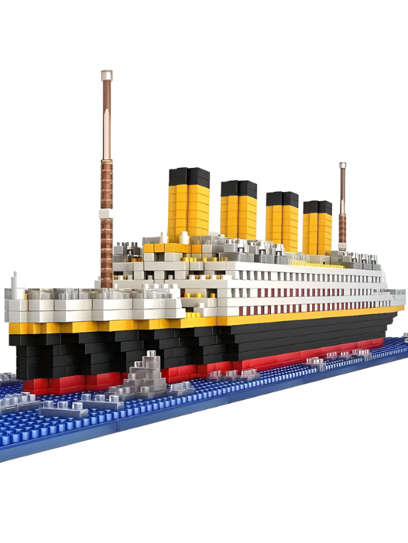 Titanic Cruise Ship Micro Building Blocks Set with Iceberg Base – 3D Mini Bricks Model Kit, Collectible Display Toy & Educational Gift for Adults and Teens TV7197